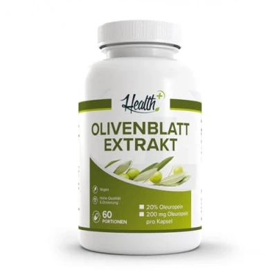 Obrázek Health+ extrakt z olivových listů 120 kapslí s 200 mg oleuroeinu, silný antioxidant, veganský listů, vyrobeno v Německu