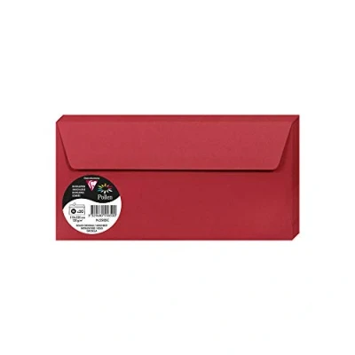 Obrázek Clairefontaine 5585C balení s 20 obálkami pylu, formát DL, 110 x 220 mm, 120 g, ideální pro korespondenci a pozvánky, třešňově červená, 1
