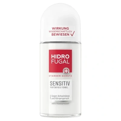 Obrázek Hidrofugal SENSITIV Roll on, silná antiperspirant ochrana pro citlivou pokožku, deodorant bez ethylalkoholu proti vlhkosti v podpaží a tělesném zápachu (50 ml)