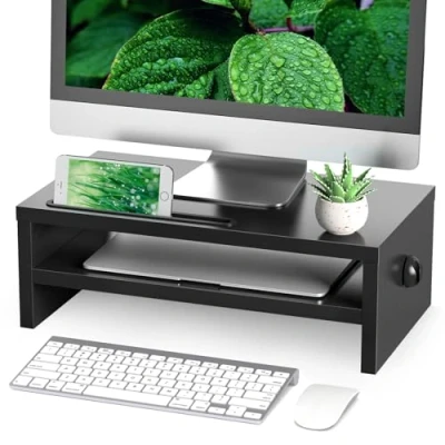 Obrázek Rfiver stojan na monitor vyvýšení obrazovky dřevo podstavec obrazovka laptop pro PC notebook tiskárnu 425 mm černý
