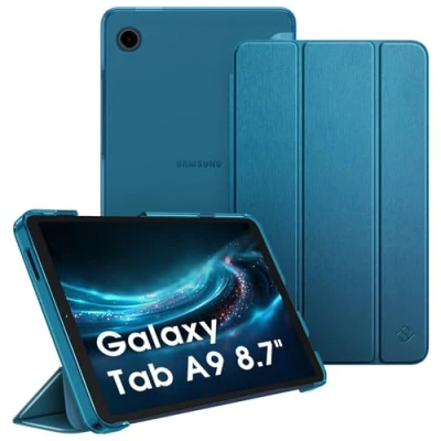 Obrázek Fintie pouzdro pro Samsung Galaxy Tab A9 8. 7 palců 2023, ultra tenké ochranné s průsvitnou zadní stranou Cover tablet 8,7 SM X110/X115/X117, paví modrá