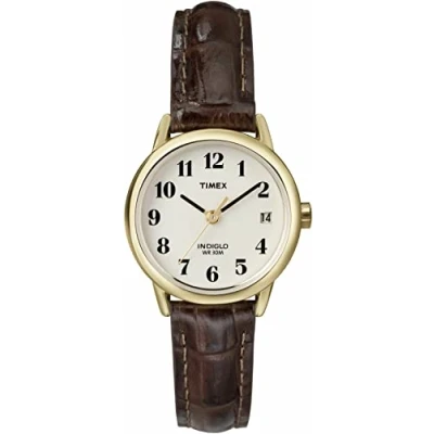 Obrázek Timex Dámské náramkové hodinky kůže, Hnědé/zlaté odstíny, Classic