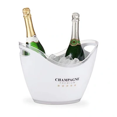 Obrázek Relaxdays chladič sektu, šampaňské Premium, objem 6 l, chlazení nápojů, šampaňského (v x š h): 25,5 34,5 26 cm, bílá, 10028655
