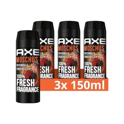 Obrázek Axe Tělový sprej Moschus Deo bez hliníku zajišťuje 48 hodin efektivní ochranu před tělesným pachem 3x 150 ml