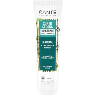 Obrázek SANTE Naturkosmetik Super Strong Conditioner bio bambus + 3násobný proteinový komplex, veganský kondicionér bez silikonů, pečuje a posiluje vlasy silných vlasů, pro hustší pocit 150 ml