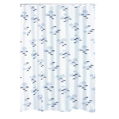 Obrázek RIDDER Sprchový závěs textil cca 180 x 200 cm, Helgoland, modrý, vč. kroužků lze prát ÖkoTex