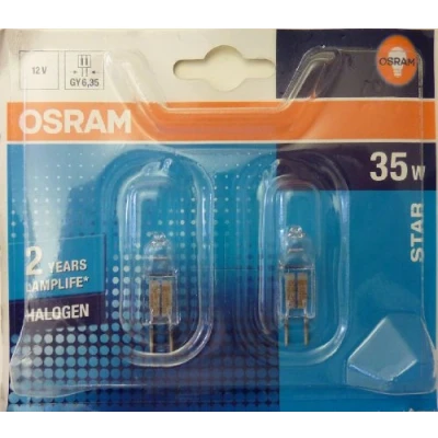 Obrázek Osram Nízkonapěťová halogenová lampa HaloStar s paticí GY6.35, stmívatelná, 12 voltů, 35 wattů náhrada za 50 W, teplá bílá 2900 K, balení po 2 kusech
