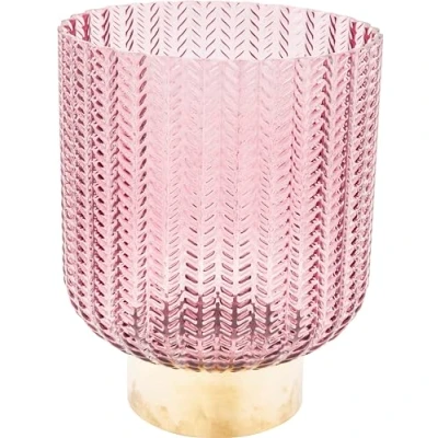 Obrázek Kare Design Vase Barfly Berry, Rosa, Mundgeblasen, Handarbeit, Deko Vase, Blumenvase, Retro, Tischvase, Wohnzimmer Dekoration, Messing Band am Vasenhals, Glas, 25x18x18cm (H/B/T)