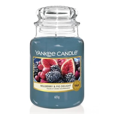 Obrázek Yankee Candle Vonná Svíčka ve skle (velká) Mulberry &amp; Fig Delight s dlouhou dobou hoření až 150 hodin Perfektní dárky pro ženy