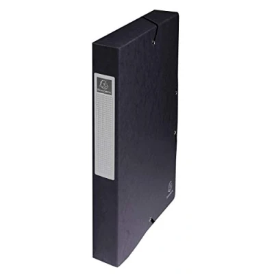 Obrázek Exacompta 50401E 1 Odkládací box s gumovými pásky Exabox z lesklého kartonu 600g/m2 zadní strana 4 cm rozměry 25 x 33 pro dokumenty A4 Barva černá dodává se smontovaná