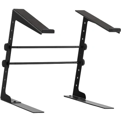 Obrázek Pronomic LS 110 stojan na laptop DJ notebook (výškově nastavitelný, vč. upevňovacích svorek, ideální pro DJs a hudebníky, materiál: ocel) černý