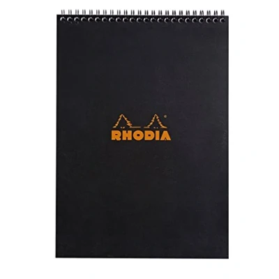 Obrázek Rhodia 185009C Note Pad s dvojitou spirálou, DIN A4, čtverečkovaný, 80 g, 21 x 29,7 cm, listů, černý