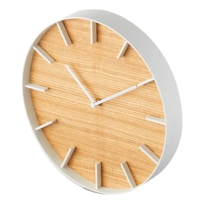 Obrázek Yamazaki 4109 RIN Wanduhr, weiß, Stahl/Schichtholz, minimalistisch, 26.5 x 4.2 cm