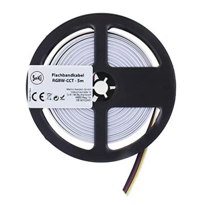 Obrázek Plochý kabel 6pólový pro RGBW+CCT LED pásek / pás; prodloužení RGBW CCT pásky; 5 metrů, stříbrný