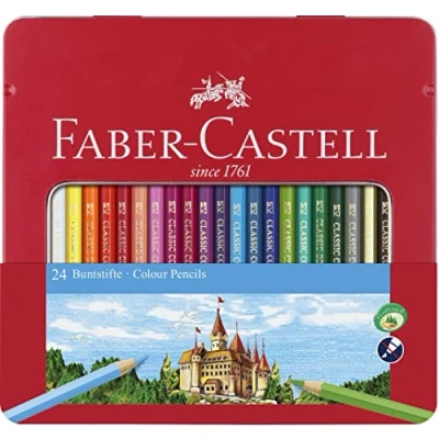 Obrázek FABER CASTELL 115824 šestiúhelníkové pastelky, 24dílné kovové pouzdro