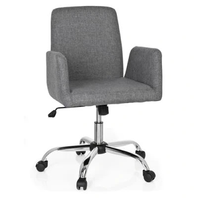 Obrázek hjh OFFICE 723030 Living židle Flow látka šedá kancelářská otočná polstrovaná s kolečky a funkcí kolébky, výškově nastavitelná