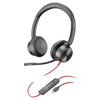 Obrázek Prémiový headset Poly Blackwire 8225 se šňůrou aktivní potlačení hluku Hi Fi stereo spojení s PC/Mac kompatibilní týmy, zoomem