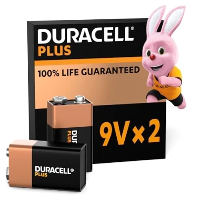 Obrázek Duracell Baterie 9 V Plus, 2 kusy, 6LR61 MX1604, Black, Lot de