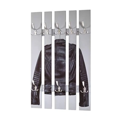 Obrázek HAKU Möbel Nástěnný věšák vzhled ušlechtilé oceli, motiv, hliník, MDF rozměry: š 65 cm x v 100 h 9 cm, styl: moderní