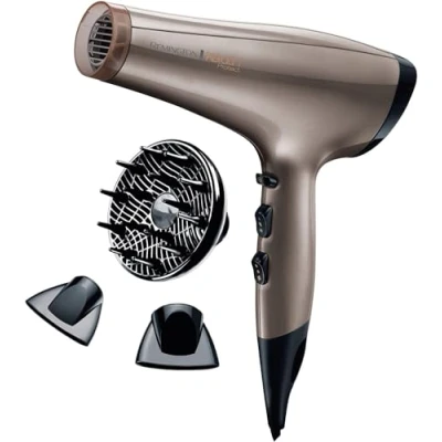Obrázek Remington iontový vysoušeč vlasů Keratin Protect AC8002, 2200 W, vysoce kvalitní mřížka s keramickým povrchem, dvě trysky, difuzor, zlatohnědá