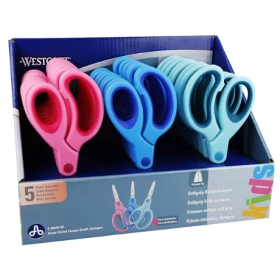 Obrázek Displej Westcott E 2054S 00 s 24 dětskými nůžkami, špičatý hrot, 13 cm, barevně tříděný