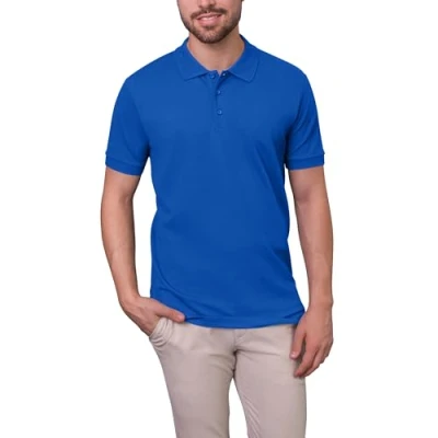 Obrázek HRM pánské luxusní strečové polo I Premium polotriko z 95 % bavlny a 5 elastanu Basic polokošile lze prát do 40 C vysoce kvalitní udržitelné oblečení, Modrá (Royal Blue 5)