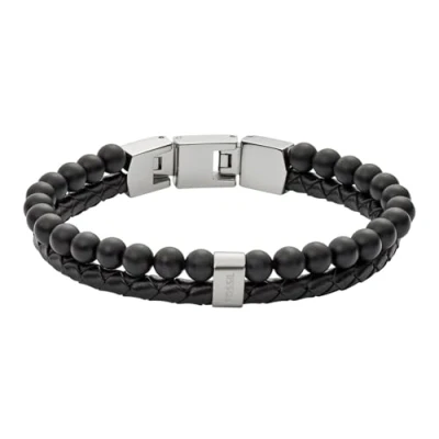Obrázek FOSSIL Pánský náramek Casual Texture z Kůže nebo ušlechtilé oceli s magnetickým zapínáním přezkou, Nerezová ocel, Bez kamene