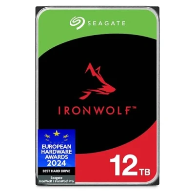 Obrázek Seagate IronWolf, NAS interní pevný disk 12TB HDD, 3,5 palce, 7200 ot/min, CMR, vyrovnávací paměť 256 MB, SATA 6GB/s, stříbrný, FFP, vč. 3 let Rescue Service, model: ST12000VNZ008