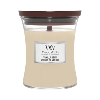 Obrázek WoodWick mittelgroße Duftkerze im Sanduhrglas mit knisterndem Docht, Vanilla Bean, Brenndauer bis zu 60 Stunden