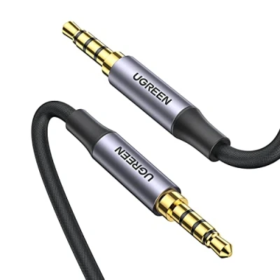 Obrázek UGREEN Aux Kabel 3.5 Klinke auf , 4 Polig unterstützt Mikrofon für Headset(CTIA), Handy, Auto Radio, MP3 Player, Lautsprecher, PS4, Xbox One usw.(1m)