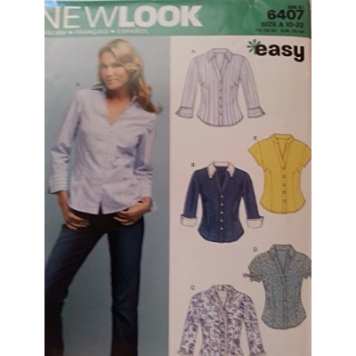 Obrázek New Look Střih 6407: Dámský svršek, velikost A, bavlna, bílá, A (10 12 14 16 18 20 22)