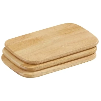 Obrázek Zassenhaus Snídaňové prkénko dřevo 3dílná sada z trvale udržitelného gumového stromu svačinové snadná údržba robustní 22 x 15 cm, V: 1 cm