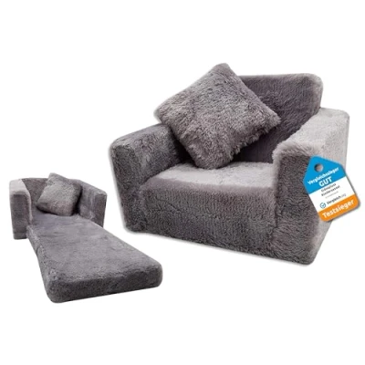 Obrázek Odolplusz Dětské křeslo mini dětská židle relaxační hebké (grafit), ergonomické