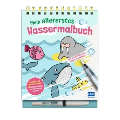 Obrázek Mein allererstes Wassermalbuch: Einfach mit Wasser malen Malbuch 16 Bildern, die sich beim Kontakt bunt färben, extra dicke Konturen, nachfüllbarem Wassermalstift, ab 3 Jahren