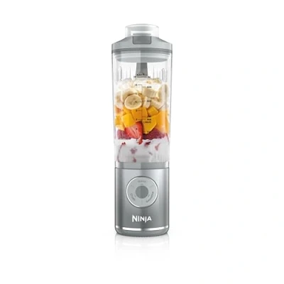 Obrázek Ninja Přenosný mixér / přístroj na přípravu smoothie Blast Max, 570 ml, nabíjecí, kelímek míchání a víko odolné proti vytečení, 3 funkce, smoothies, proteinové koktejly, stříbrná barva BC251EUSL