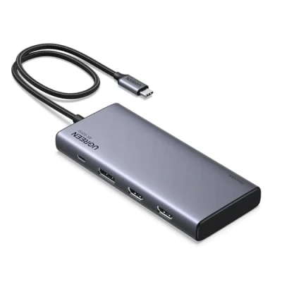 Obrázek UGREEN Revodok Pro 308 Triple Display dokovací stanice USB C rozbočovač 2HDMI DP(4K@60Hz max.), 10 Gbps 4*USB porty (2 * a 2 C), PD 100 W, kompatibilní se Zenbook, MateBook atd.