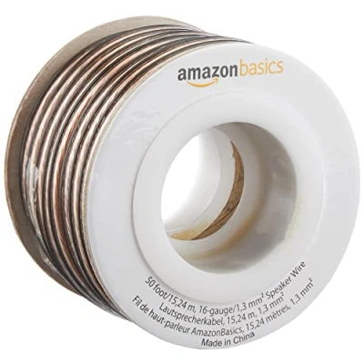Obrázek Amazon Basics 16 Gauge Speaker Wire 15,24 m (50 ft), transparentní