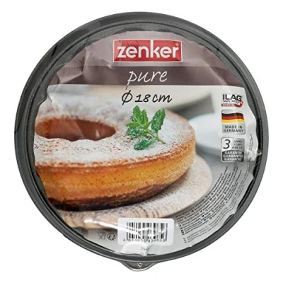 Obrázek Zenker pečicí forma s plochým a trubkovým dnem Ø 18 cm ze série Pure, se 2 policemi, sada forem na koláče, nepřilnavým povrchem, jednoduché tvarování dortů (barva: černá), množství: 1 kus
