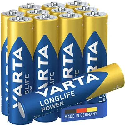 Obrázek VARTA Baterie AAA, 12 kusů, Longlife Power, alkalické, 1,5 V, ideální pro hračky, rádiová myš, kapesní svítilny, Made in Germany