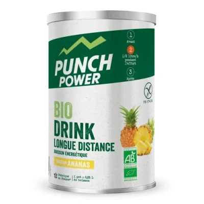 Obrázek Biodrink Longue Distance Energetický nápoj Kombinuje pomalu vstřebatelný cukr a proteiny Pro výkon na dlouhé trasy příchuť ananasu 500 g bezlepkový Punch Power
