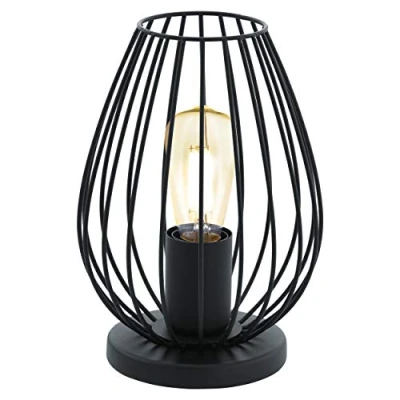Obrázek EGLO stolní lampa Newtown, 1 plamenná vintage lampa, na noční stolek z oceli, barva: černá, objímka: E27, vč. vypínače