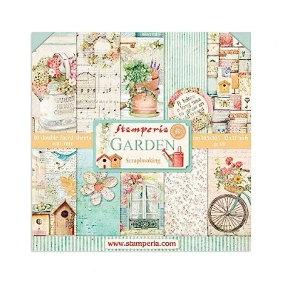 Obrázek Stamperia Scrapbook Paper Pad for Scrapbooking, album, vytváření karet, bullet žurnalling a more, bez kyselin, Double Sided, Perfect Hobbies, Crafts, and Gifting (Garden) (30,5 x 30,5 cm)