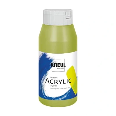 Obrázek KREUL 17045 Solo Goya Triton akrylová barva olivově zelená světlá, 750ml láhev, rychle a matně schnoucí, na bázi vody, ve studiové kvalitě, mnohostranně použitelná, dobře kryjící vydatná