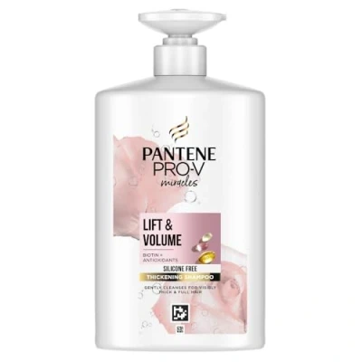 Obrázek Pantene Pro V Lift &amp; Volume zahušťující šampon s biotinem, bez silikonu 1000 ml dávkovač pumpičky. Šampon Miracles, obohacený o antioxidanty. Viditelné Plné vlasy