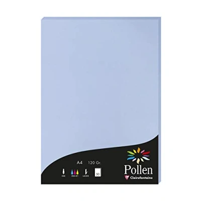 Obrázek Clairefontaine 44238C balení s 50 kartami pyl 120 g, DIN A4, 21 x 29,7 cm, levandulová modrá