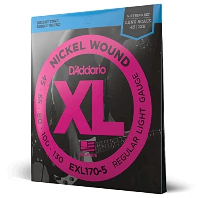 Obrázek D&#039;Addario E Basové kytarové struny Bass pro basovou kytaru Guitar EXL170 5 Light, 45130 (5 strun) Long Scale