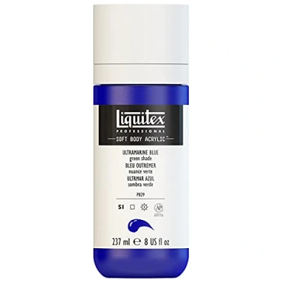 Obrázek Liquitex 1923380 Professional akrylová barva Soft Body umělecká v krémově krycí konzistenci, vysoká pigmentace, stálobarevná a odolná proti stárnutí, láhev 237 ml ultramarínová modrá (zelený odstín)