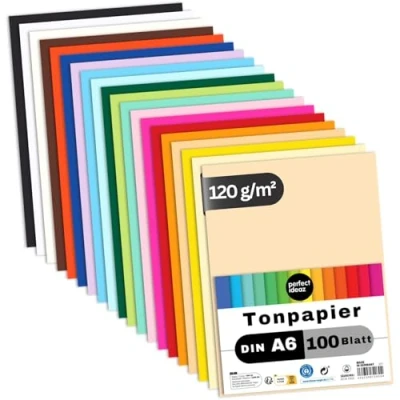 Obrázek perfect ideaz 100 listů barevného papíru DIN A6, 20 barev, 120 g/m², made in Germany, certifikovaný modrý anděl