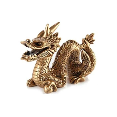Obrázek lachineuse chinesische Drachenstatuette Feng Shui, Harz, Gold, 15x12x10cm