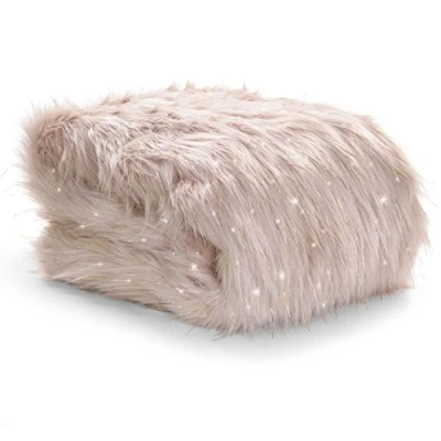Obrázek Catherine Lansfield Metallic Fur Throw 130 x 170 cm, Blush